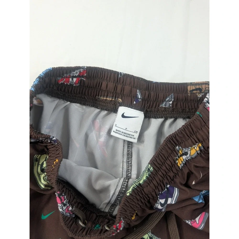 Nike Men's  Trunks Small Brown /Multicolor Sneaker Print Elastic Waist Lined
